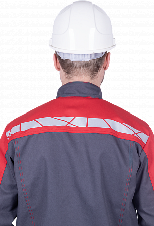 Летняя куртка "Спецобъединение-ХАЙ-ТЕК SAFETY" мужская, цвет: серый с красым и черным, ткань: Смесовая Летняя куртка "Спецобъединение-ХАЙ-ТЕК SAFETY" мужская, цвет: серый с красым и черным, ткань: Смесовая