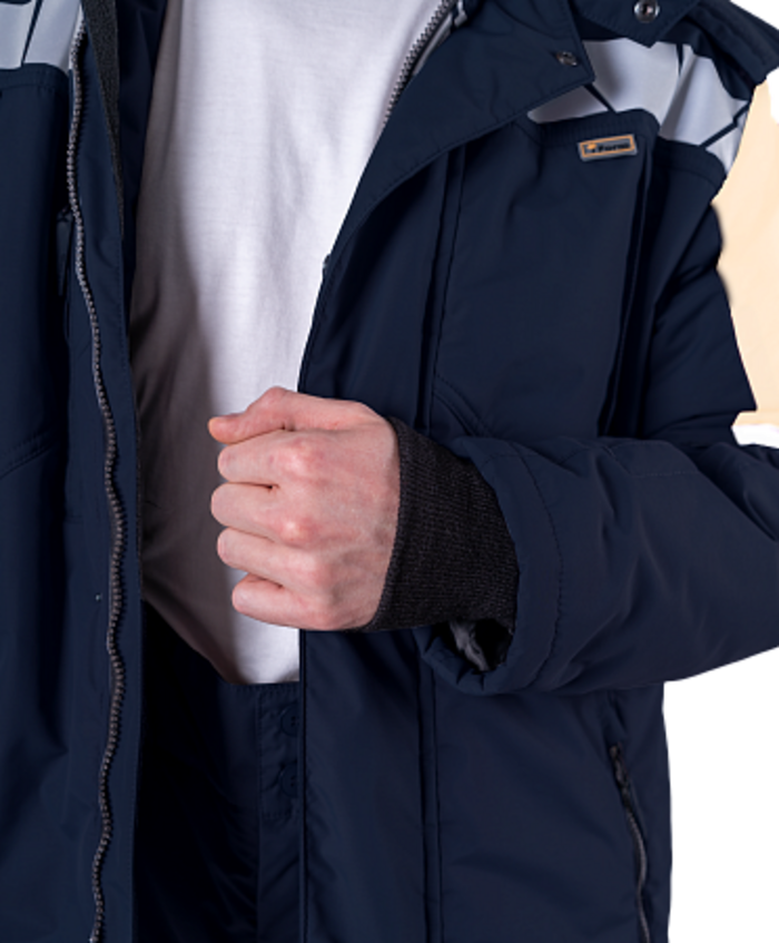Зимняя куртка "Спецобъединение-ХАЙ-ТЕК SAFETY" мужская, цвет: синий с бежевым, ткань: Наутика Зимняя куртка "Спецобъединение-ХАЙ-ТЕК SAFETY" мужская, цвет: синий с бежевым, ткань: Наутика