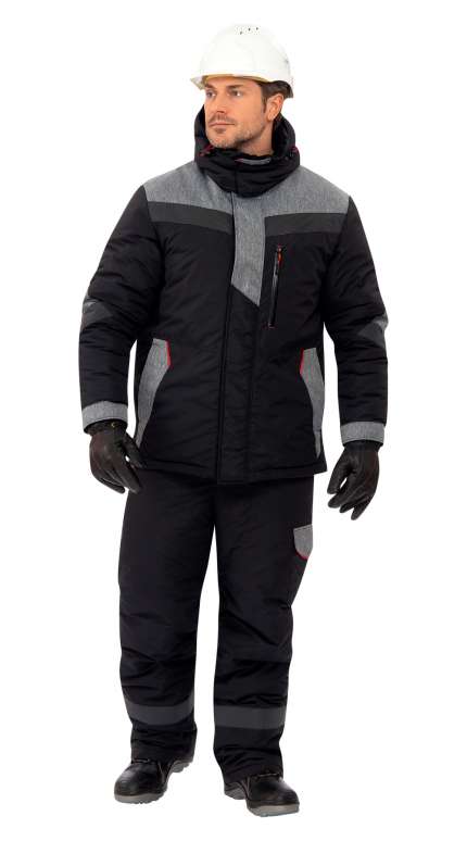 Зимняя куртка "ТРАВЕРС" мужская, утепленная, цвет: черный с серым, ткань: 100% ПЭ