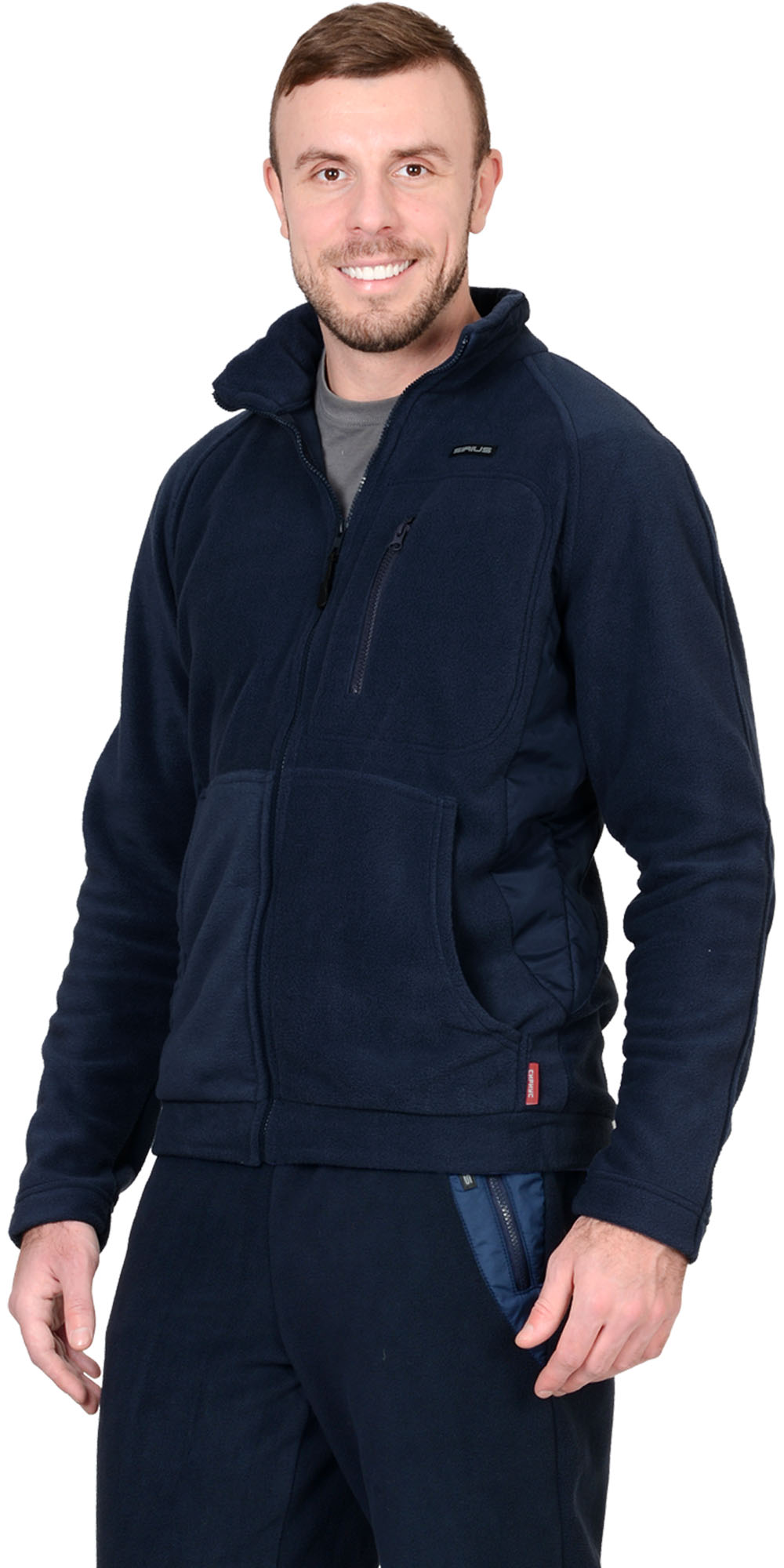 Флисовая куртка "СИРИУС-АКТИВ" мужская, цвет: синий с синей отделкой, ткань: 100% ПЭ