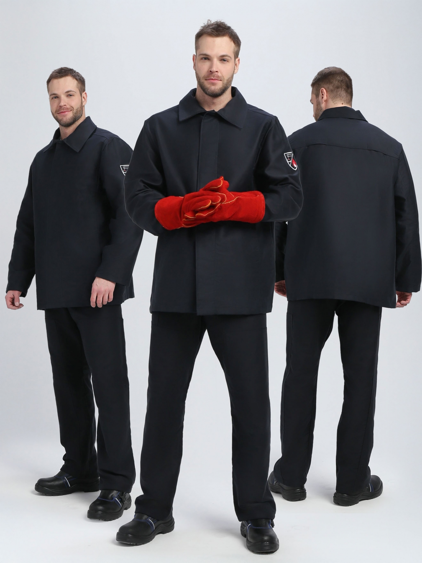 Летний костюм сварщика "МАСТЕРФИЛД-1" мужской (куртка и брюки), цвет: черный, ткань: молескин