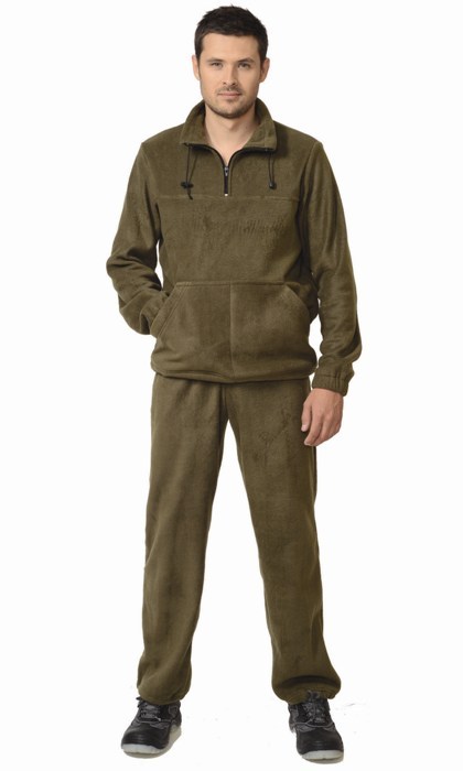 Флисовый костюм, мужской (куртка и брюки), цвет: оливковый, ткань: 100% ПЭ