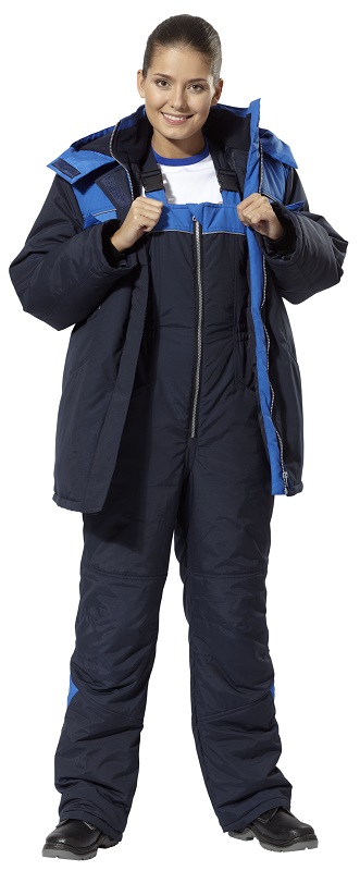 Зимний костюм "ЛАВИНА" женский, утепленный (куртка и полукомбинезон) цвет: темно-синий с васильковым, ткань: смесовая