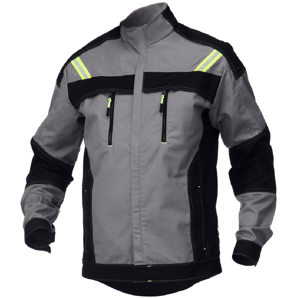 Летняя куртка "УРАН" мужская, короткая, цвет: серый с черным, ткань: смесовая