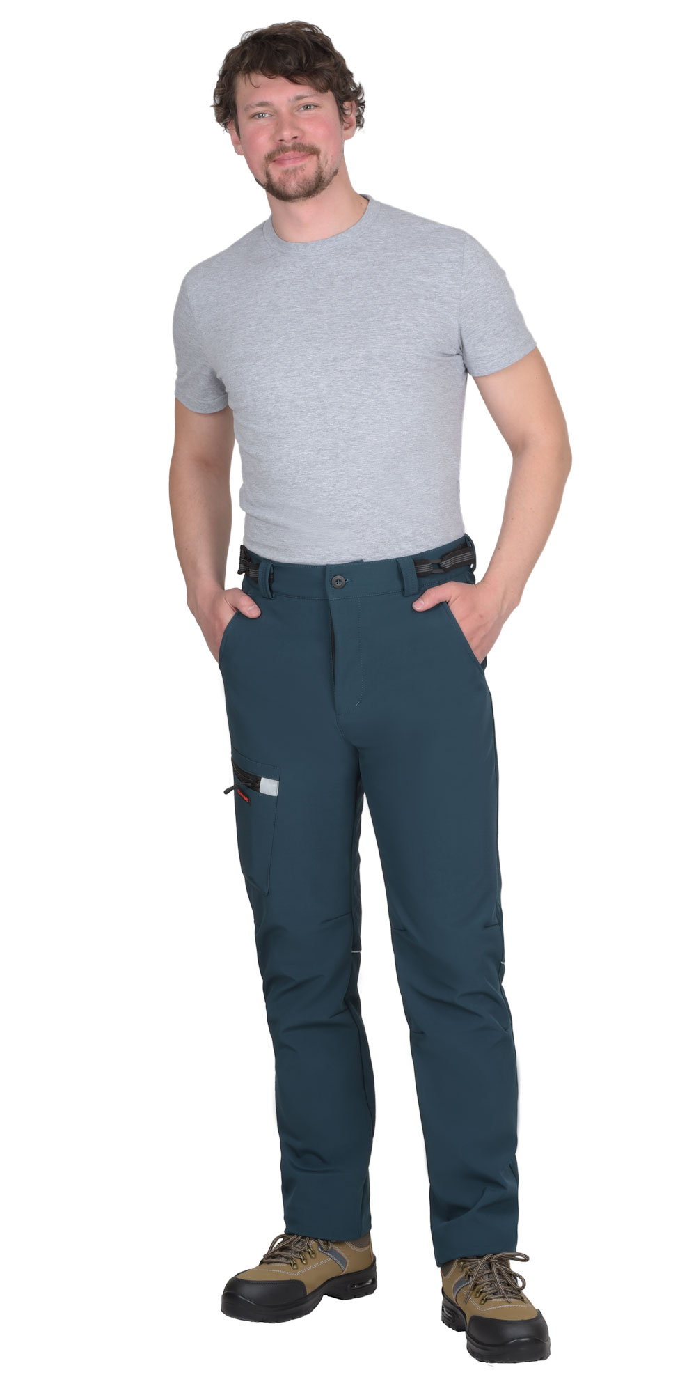 Демисезонные брюки "СИРИУС-СПЕЙС" мужские, цвет: морская волна, ткань: софтшелл