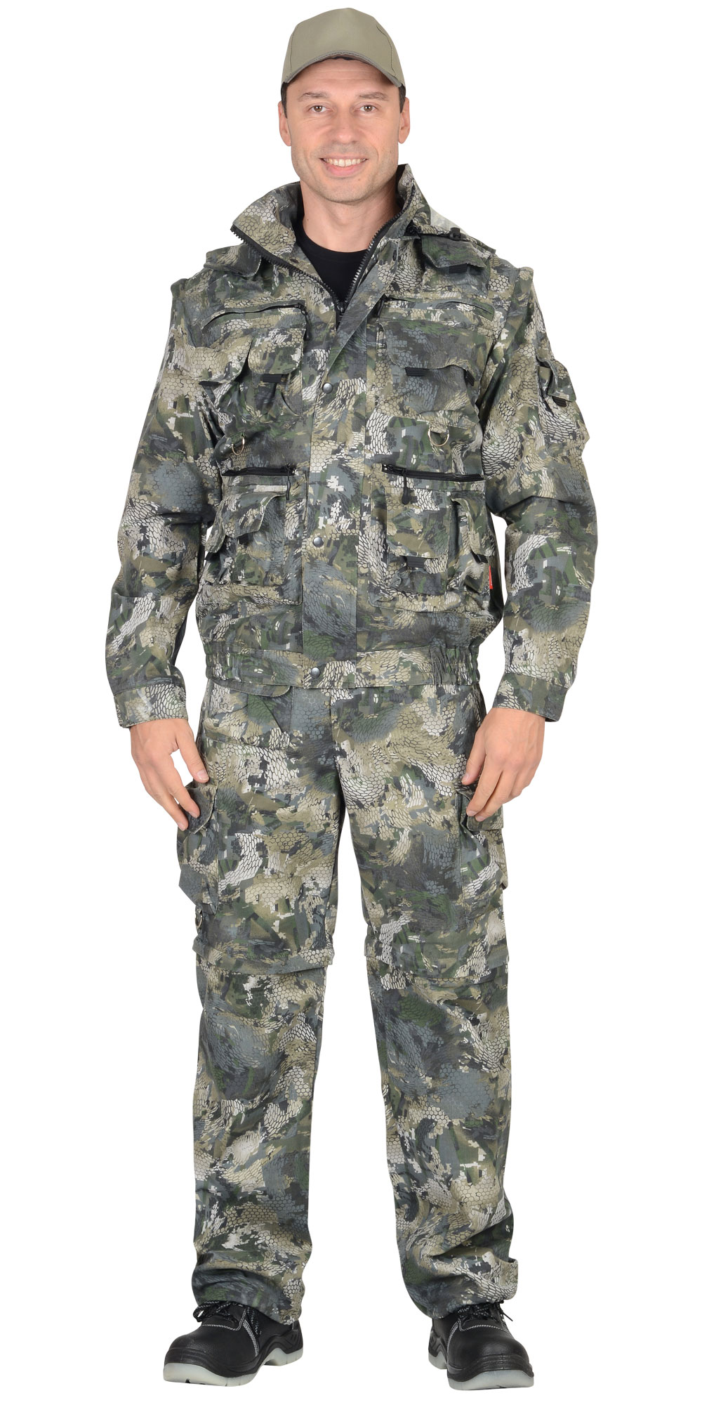 Летний костюм "СИРИУС-ТИГР" мужской (куртка и брюки), цвет: КМФ Степь, ткань: смесовая