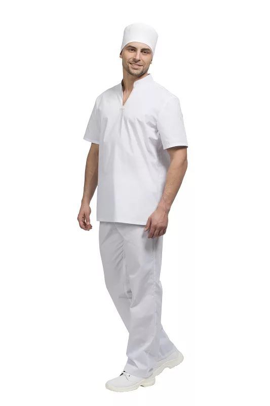 Костюм "БУЛАНЖЕ" мужской (блуза и брюки), цвет: белый, ткань: ТиСи