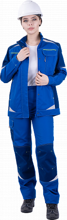 Летняя куртка "Спецобъединение-ТУРБО SAFETY" женская, цвет: васильковый с синим, ткань: Томбой