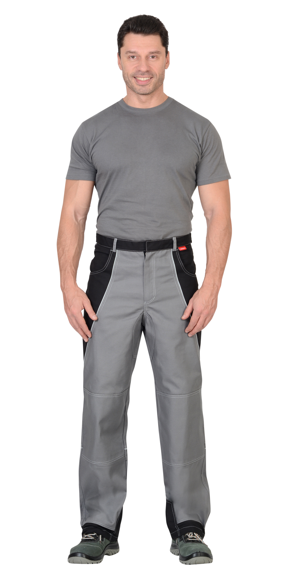 Летние брюки "СИРИУС-ПЕКИН" мужские, цвет: серый с черным, ткань: смесовая