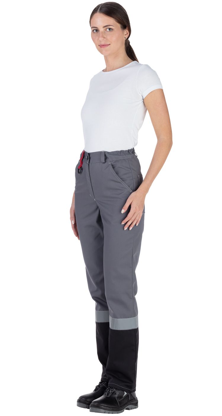 Летние брюки "Авангард-ВИВАТ" женские, цвет: серый с черным и красным, ткань: смесовая