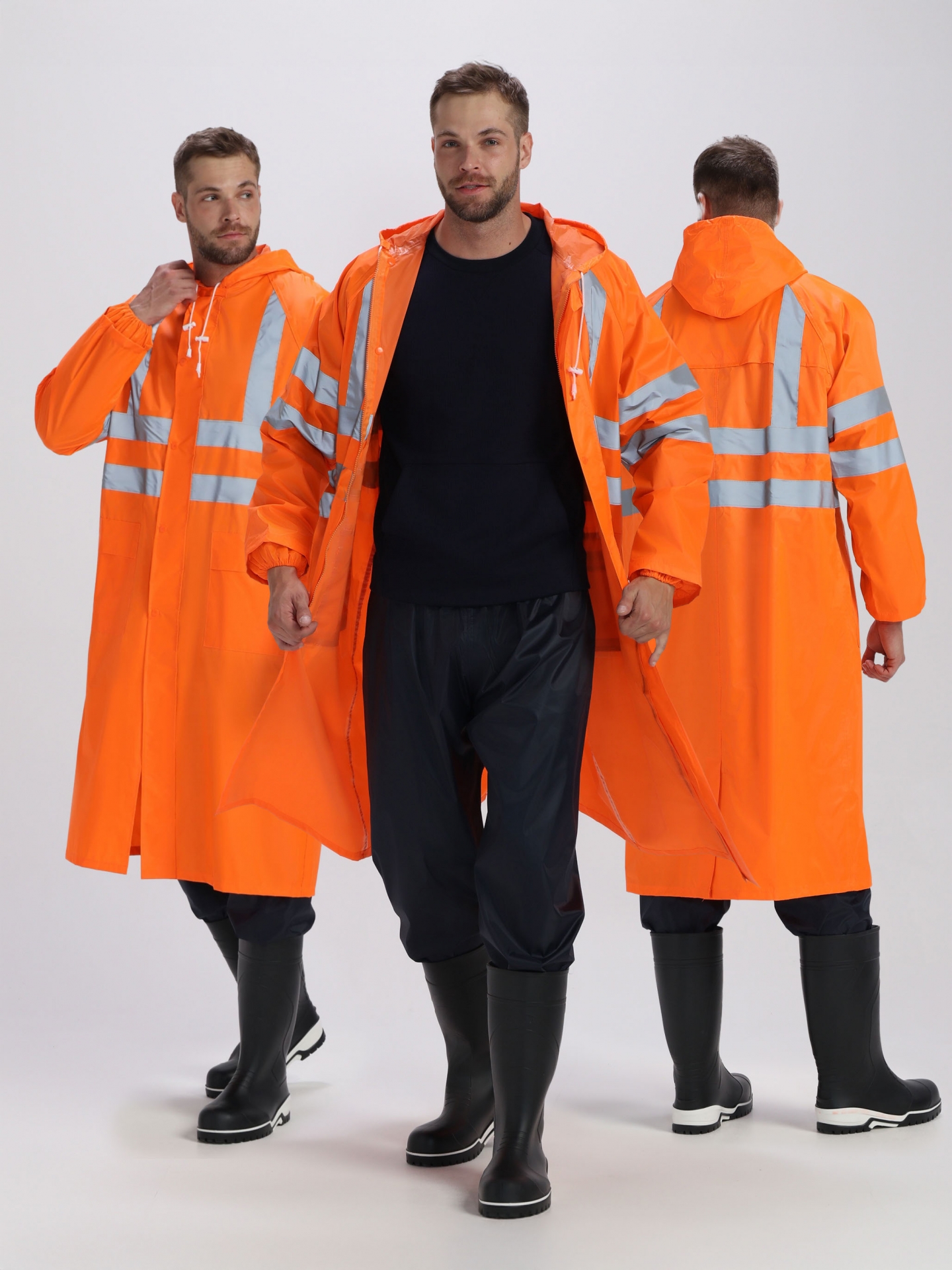 Плащ влагозащитный сигнальный "ProfLine Specialist СОП", цвет: оранжевый, ткань: ПВХ