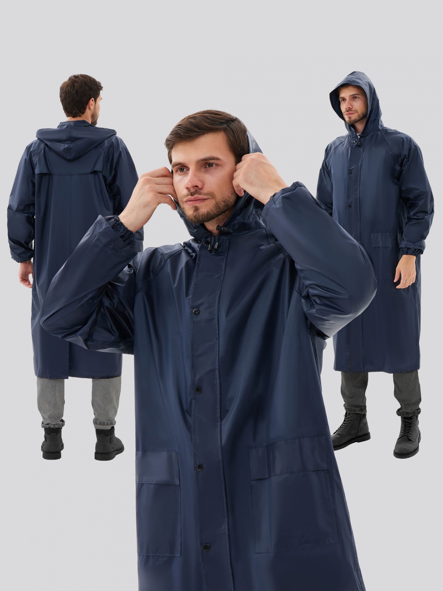 Плащ влагозащитный "ProfLine Leader", цвет: темно-синий, ткань: ПВХ