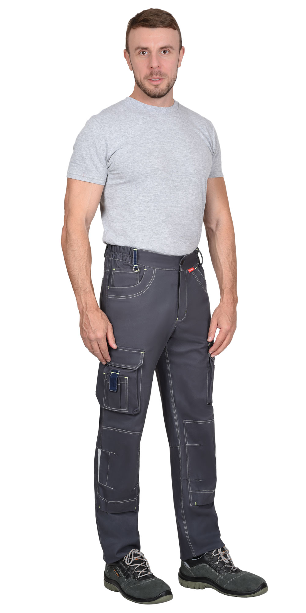 Летние брюки "СИРИУС-ДЖЕТ" мужские, цвет: серый с синим, ткань: смесовая