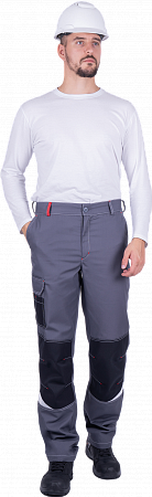 Летние брюки "Спецобъединение-ТУРБО SAFETY" мужские, цвет: серый с темно-серым, ткань: Томбой