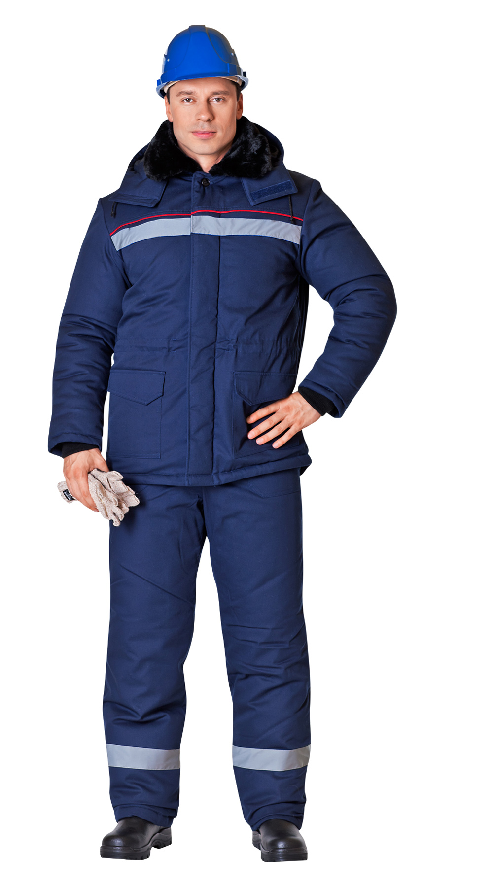 Зимняя куртка "АЛТАЙ" мужская, удлиненная, утепленная, цвет: темно-синий, ткань: смесовая