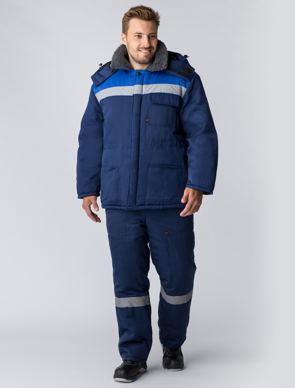 Зимний костюм "ТРУЖЕНИК-УЛЬТРА" мужской, утепленный (куртка и полукомбинезон), цвет: синий с васильковым, ткань: смесовая