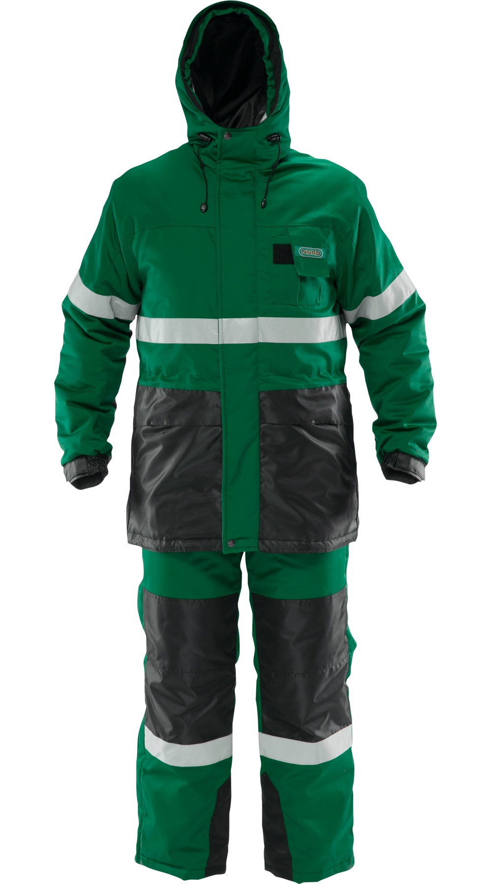 Зимний костюм "НОРД-Н" мужской, утепленный (куртка и полукомбинезон), цвет: зеленый с черным, ткань:смесовая