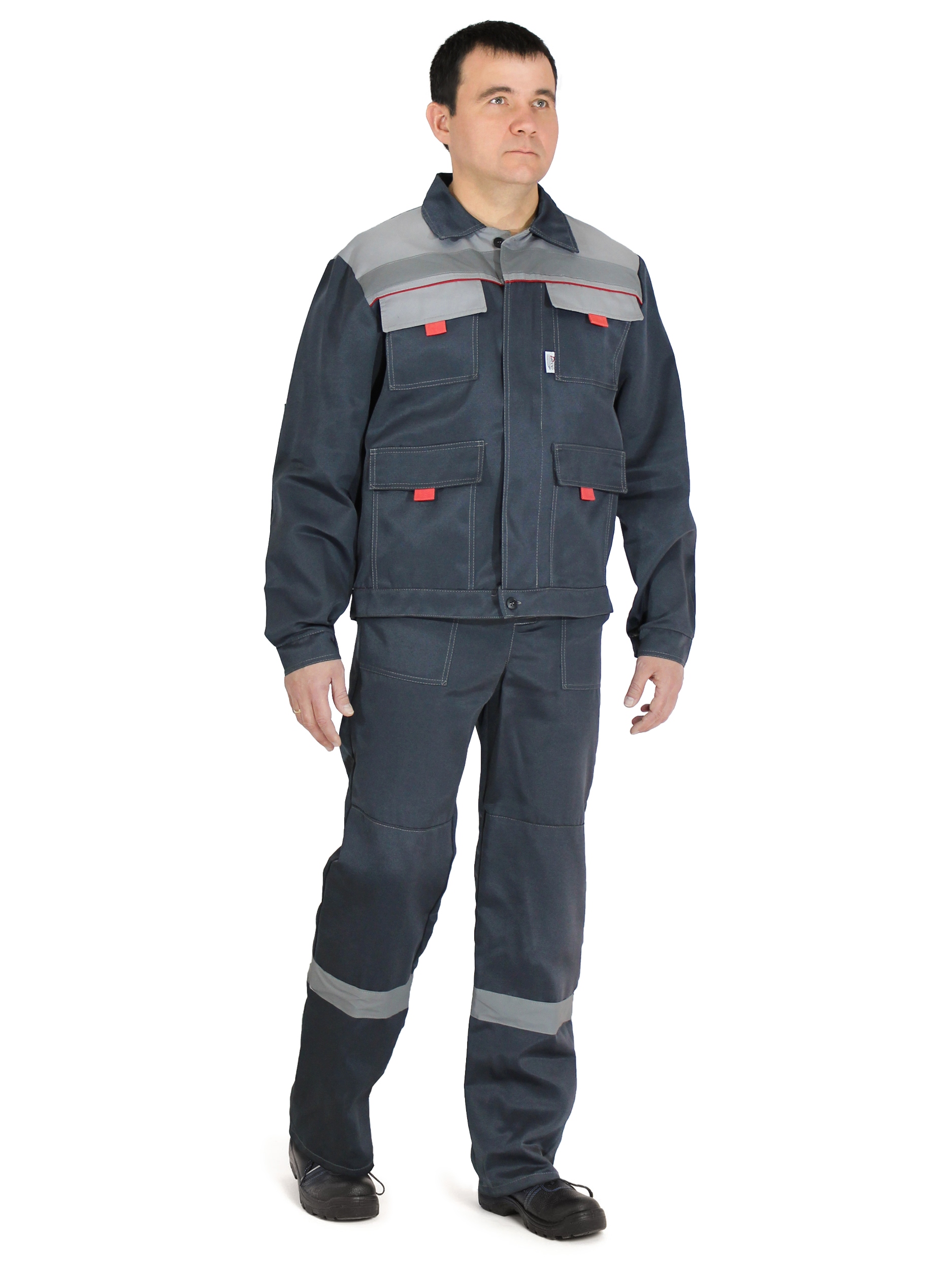 Летний костюм "РАССО-НОВА" мужской (куртка и полукомбинезон), цвет: темно-серый с серым, тк: смесовая
