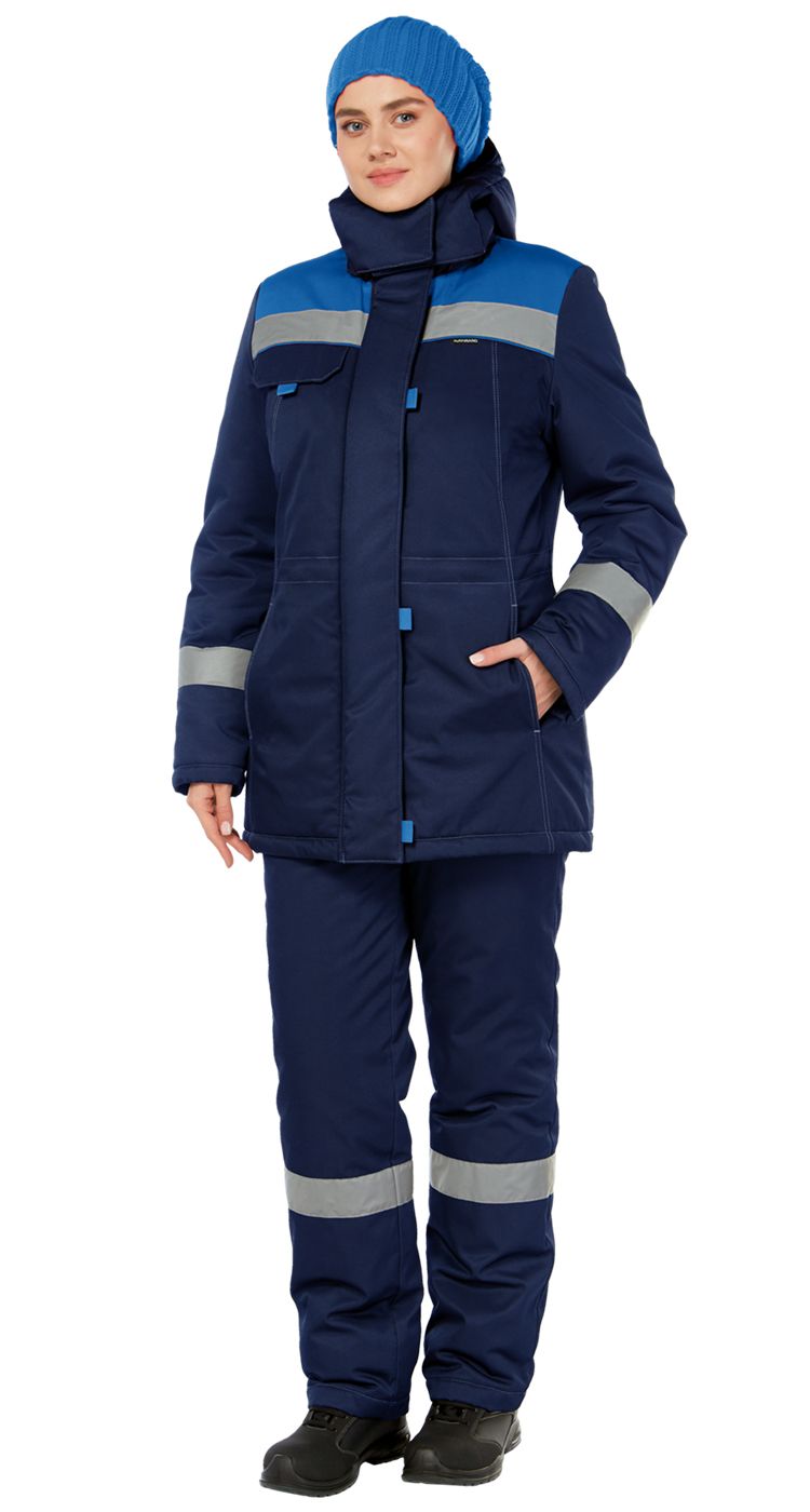 Зимний костюм "ТИМБЕР" женский, утепленный (куртка и брюки), цвет: синий с васильковым, ткань: смесовая