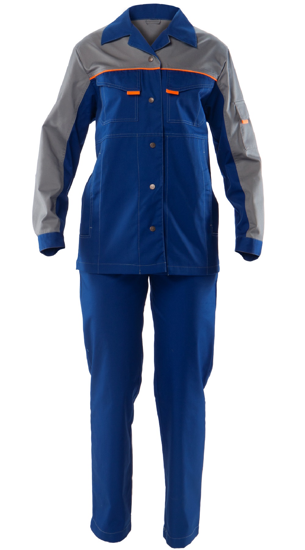 Летний костюм "ЛЕДИ СПЕЦ-1" женский (куртка и брюки), цвет: темно-синий с серым, ткань: смесовая