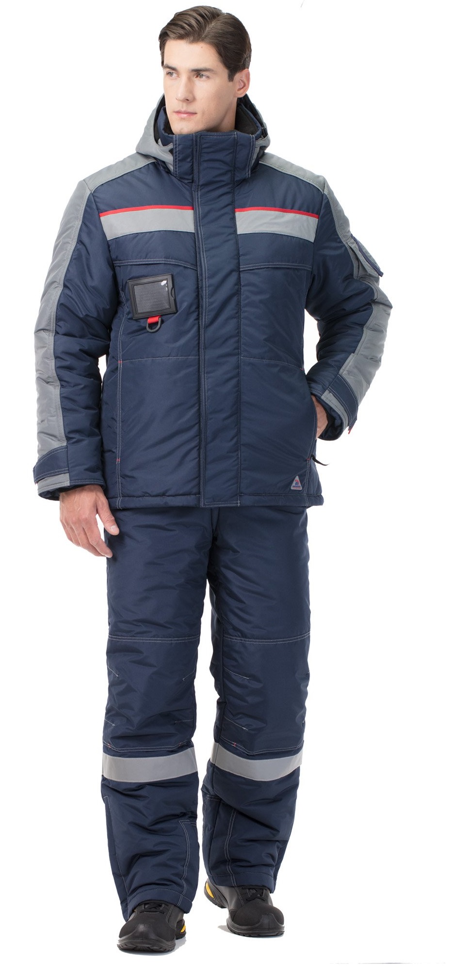 Зимний костюм "ЛИНКОР" мужской (куртка и полукомбинезон), цвет: синий с серой отделкой, ткань: смесовая