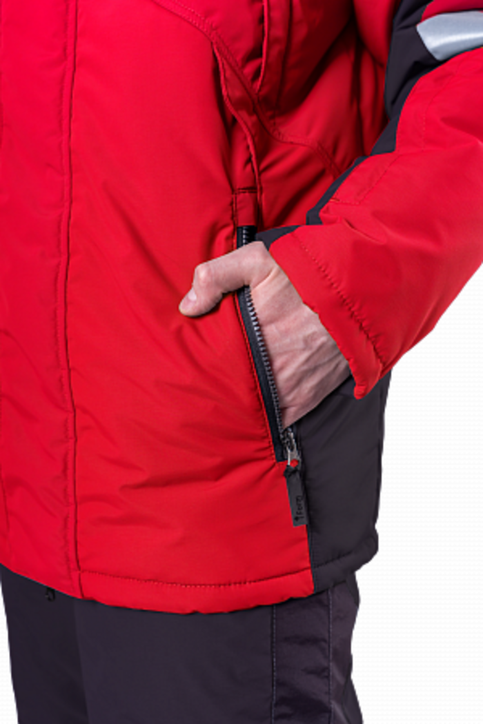 Зимняя куртка "Спецобъединение-ХАЙ-ТЕК SAFETY" мужская, цвет: красный с черным, ткань: Наутика Зимняя куртка "Спецобъединение-ХАЙ-ТЕК SAFETY" мужская, цвет: красный с черным, ткань: Наутика