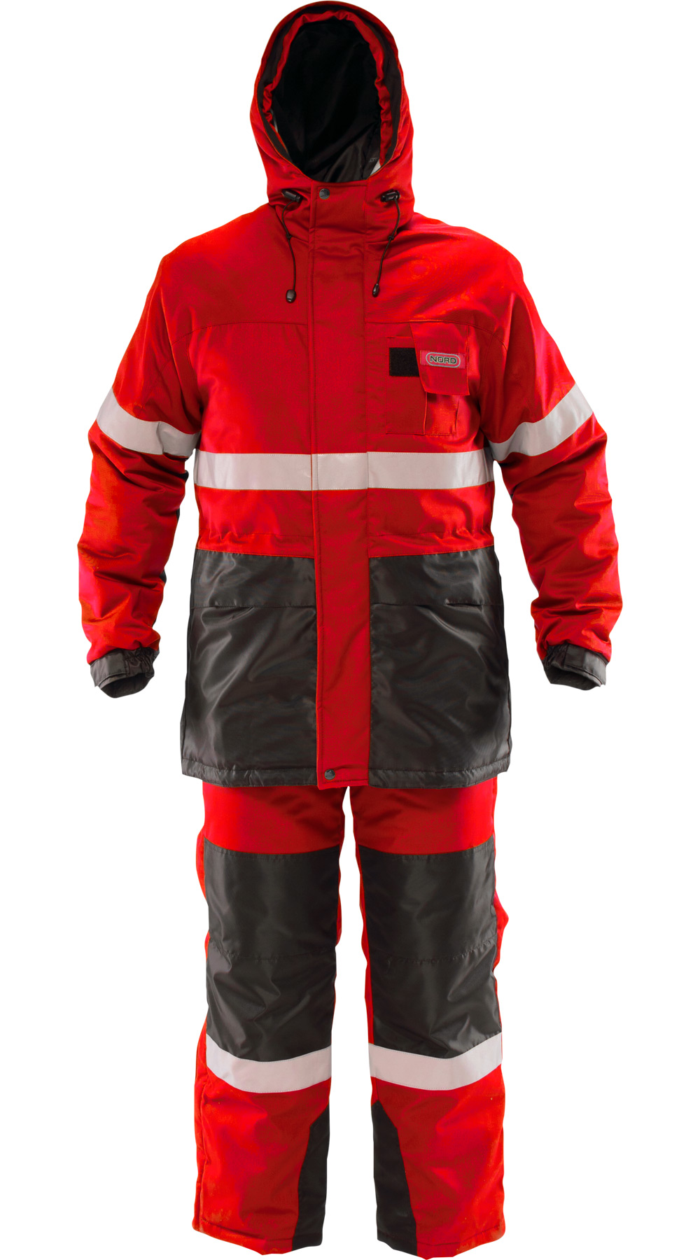 Зимний костюм "НОРД-Н" мужской, утепленный (куртка и полукомбинезон), цвет: красный с черным, ткань: смесовая