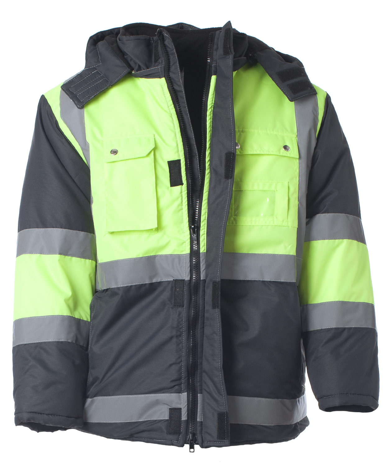 Зимняя куртка "Эталон-ИТР" мужская, удлиненная, утепленная, цвет: тёмно-серый с лимонным, Оксфорд
