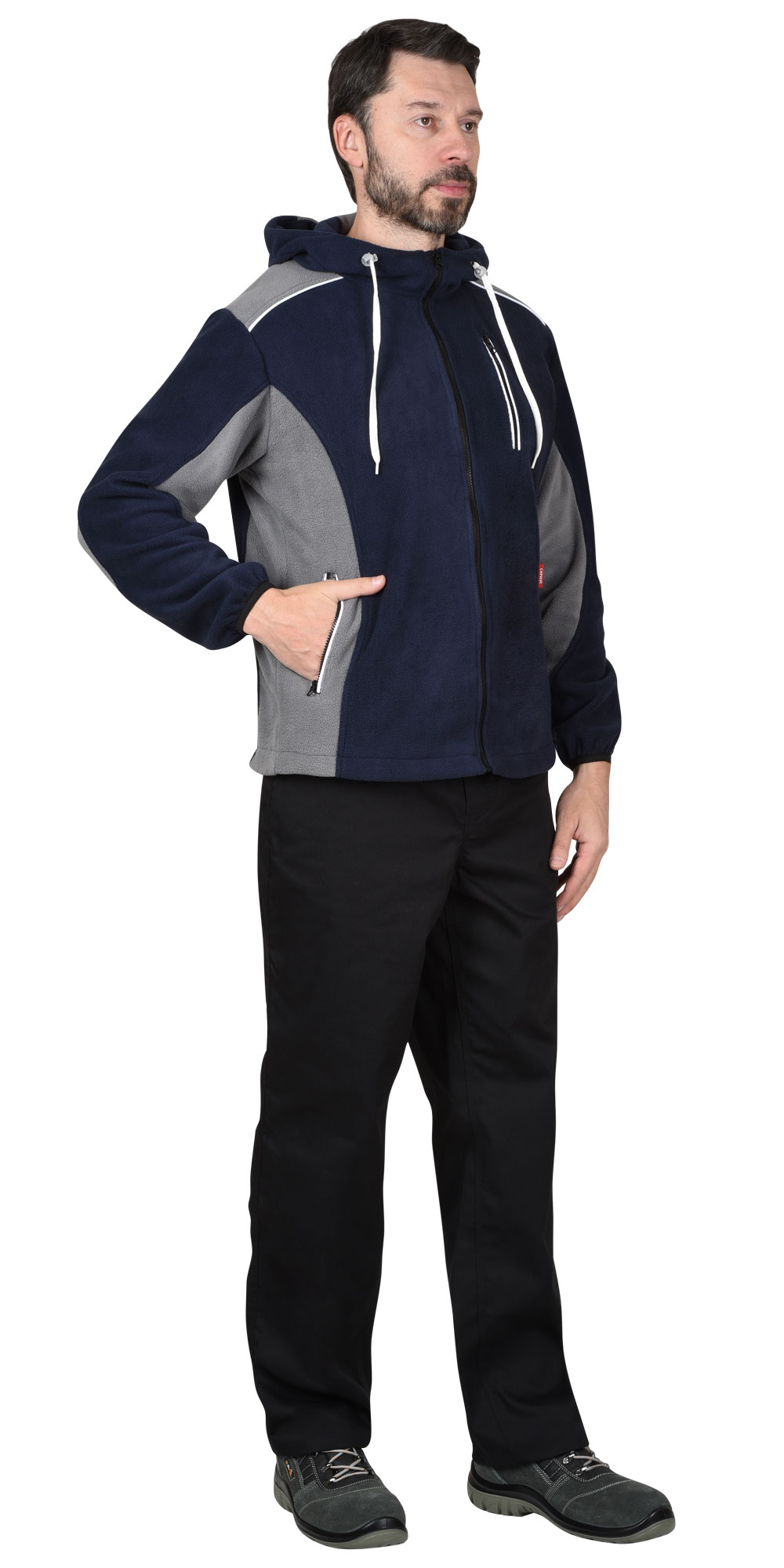Флисовая куртка "СИРИУС-ТЕХНО" мужская, цвет: темно- синий с серым, ткань: 100% ПЭ