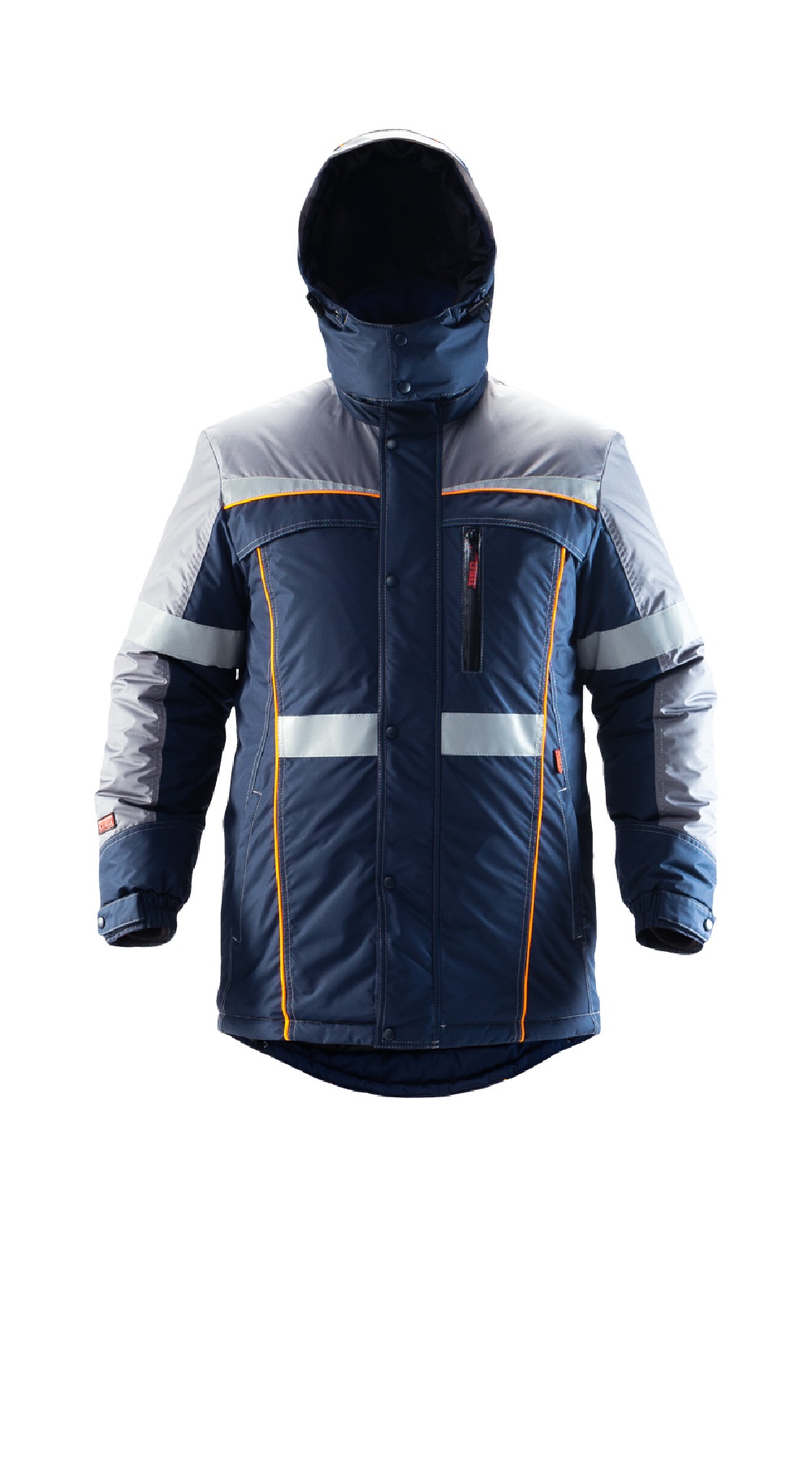 Зимняя куртка "СПЕЦ" мужская, удлиненная, утепленная, цвет: темно-синий с серым, ткань: 100% МикроПЭ