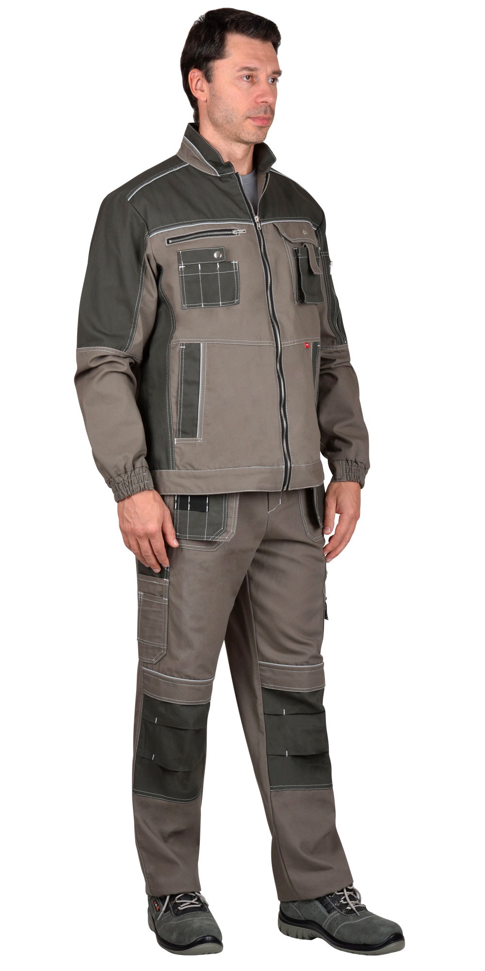 Летняя куртка "СИРИУС-ТОКИО" мужская, удлиненная, цвет: темный песок с хаки, ткань: 100% ХБ