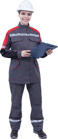Летняя куртка "Спецобъединение-ХАЙ-ТЕК SAFETY" женская, цвет: серый с красным и черным, ткань: Смесова Летняя куртка "Спецобъединение-ХАЙ-ТЕК SAFETY" женская, цвет: серый с красным и черным, ткань: Смесова