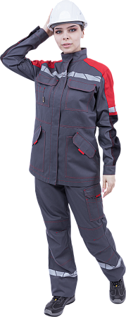 Летняя куртка "Спецобъединение-ХАЙ-ТЕК SAFETY" женская, цвет: серый с красным и черным, ткань: Смесова Летняя куртка "Спецобъединение-ХАЙ-ТЕК SAFETY" женская, цвет: серый с красным и черным, ткань: Смесова