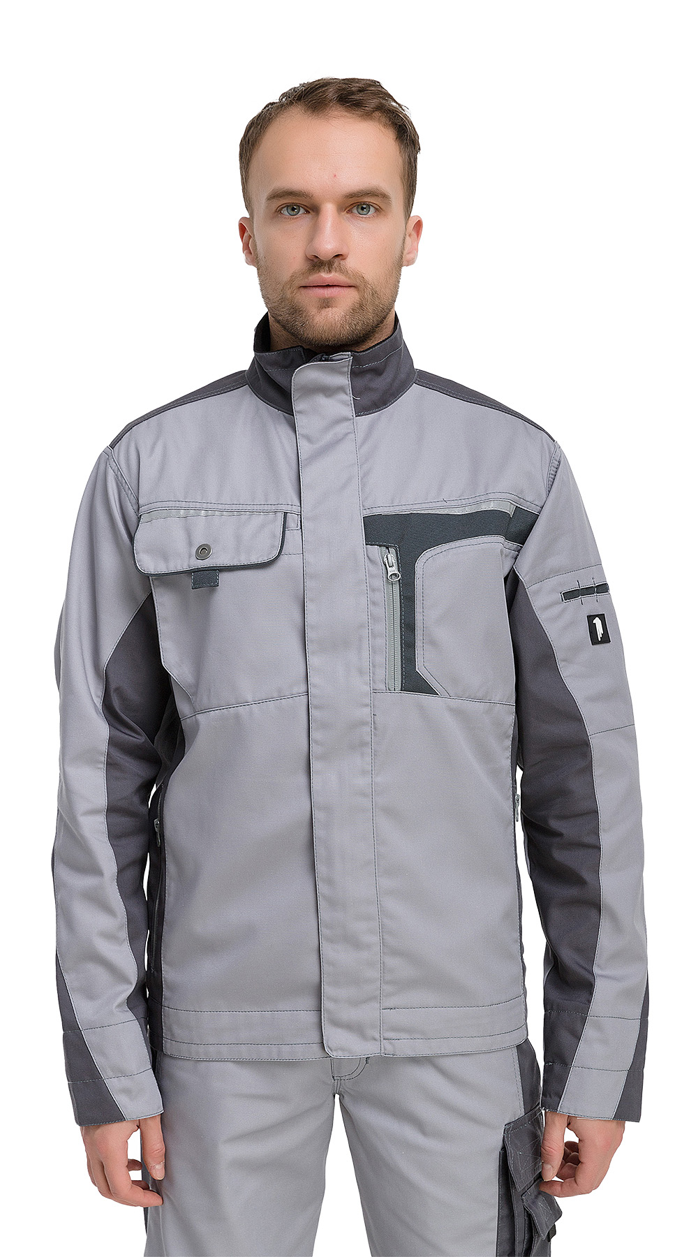 Летняя куртка "PENTALAB-2020" мужская, удлиненная, цвет: светло-серый с темно-серым, ткань: Томбой