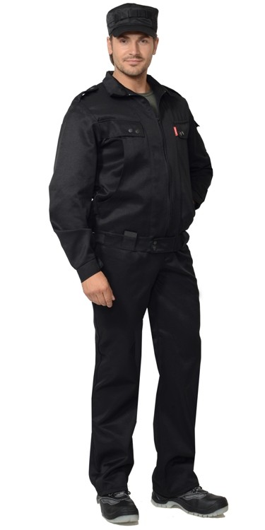 Летний костюм "БЕЗОПАСНОСТЬ" мужской (куртка и брюки), цвет: черный, ткань: смесовая