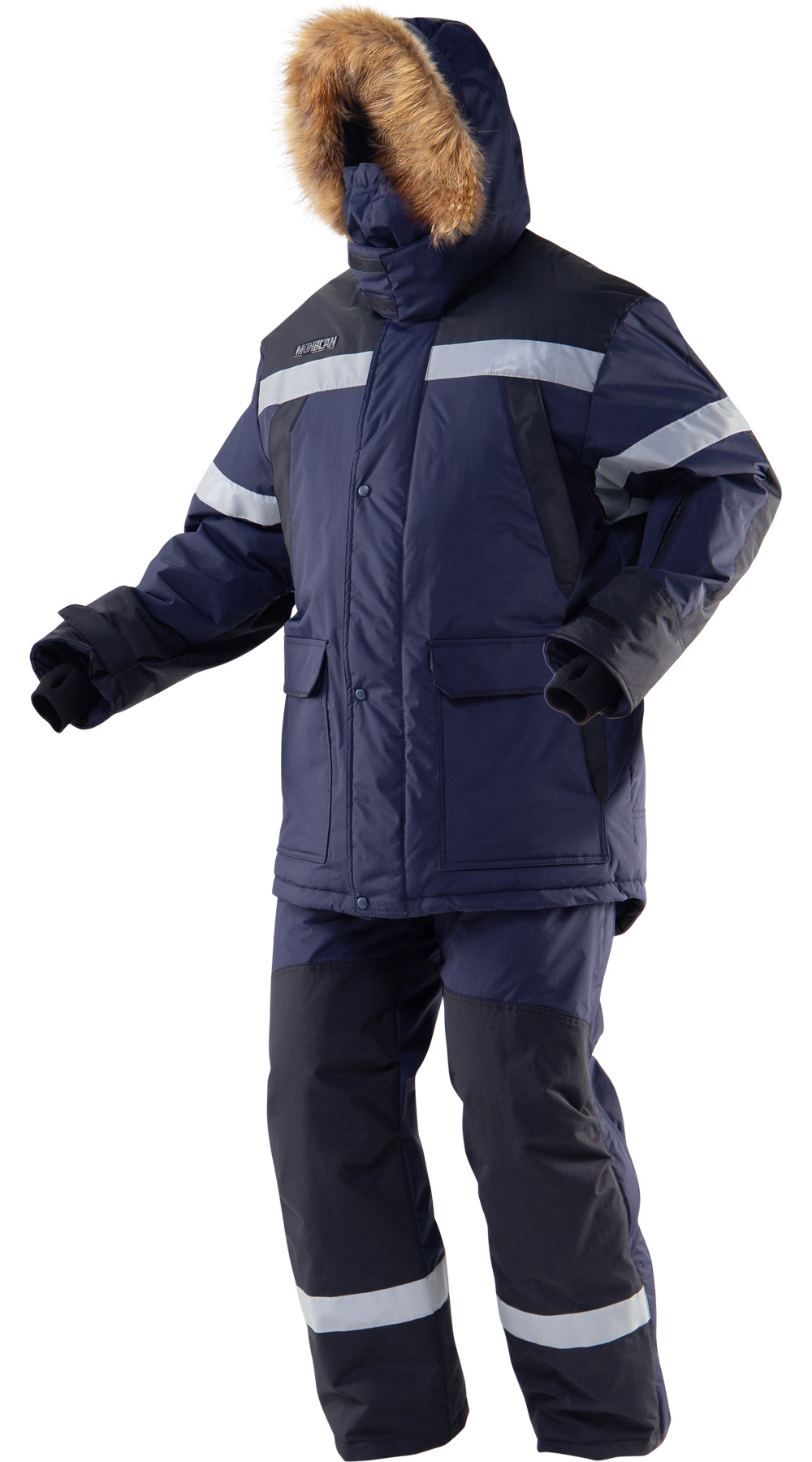 Зимний костюм "МОНБЛАН-Ультра" мужской, утепленный (куртка и полукомбинезон) цвет: темно-синий с черным, ткань: 100% ПЭ