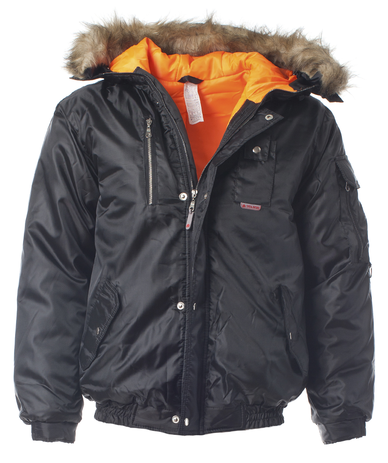 Зимняя куртка "Эталон-АЛЯСКА" мужская, короткая, утепленная, цвет: черный, ткань: 100% ПЭ