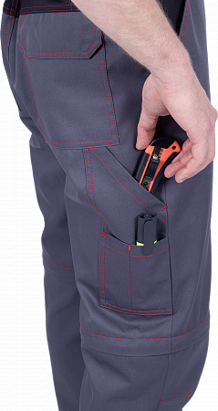 Летние брюки "Спецобъединение-ХАЙ-ТЕК SAFETY" мужские, цвет: серый с кра. и черным, ткань: Смесова Летние брюки "Спецобъединение-ХАЙ-ТЕК SAFETY" мужские, цвет: серый с кра. и черным, ткань: Смесова