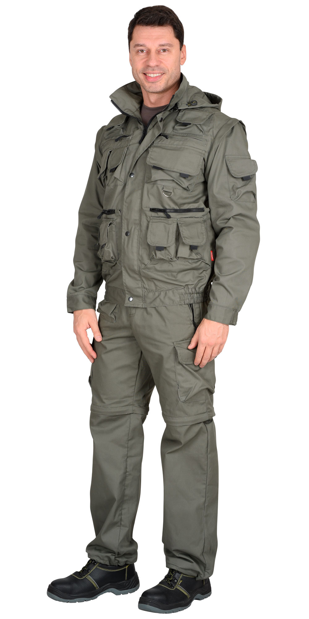 Летний костюм "СИРИУС-ТИГР" мужской (куртка и брюки), цвет: оливковый, ткань: смесовая