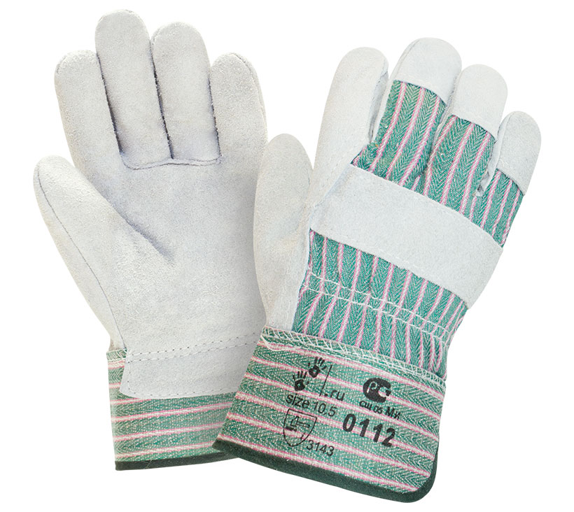 Перчатки 2Hands спилковые комбинированные, цвет: серый