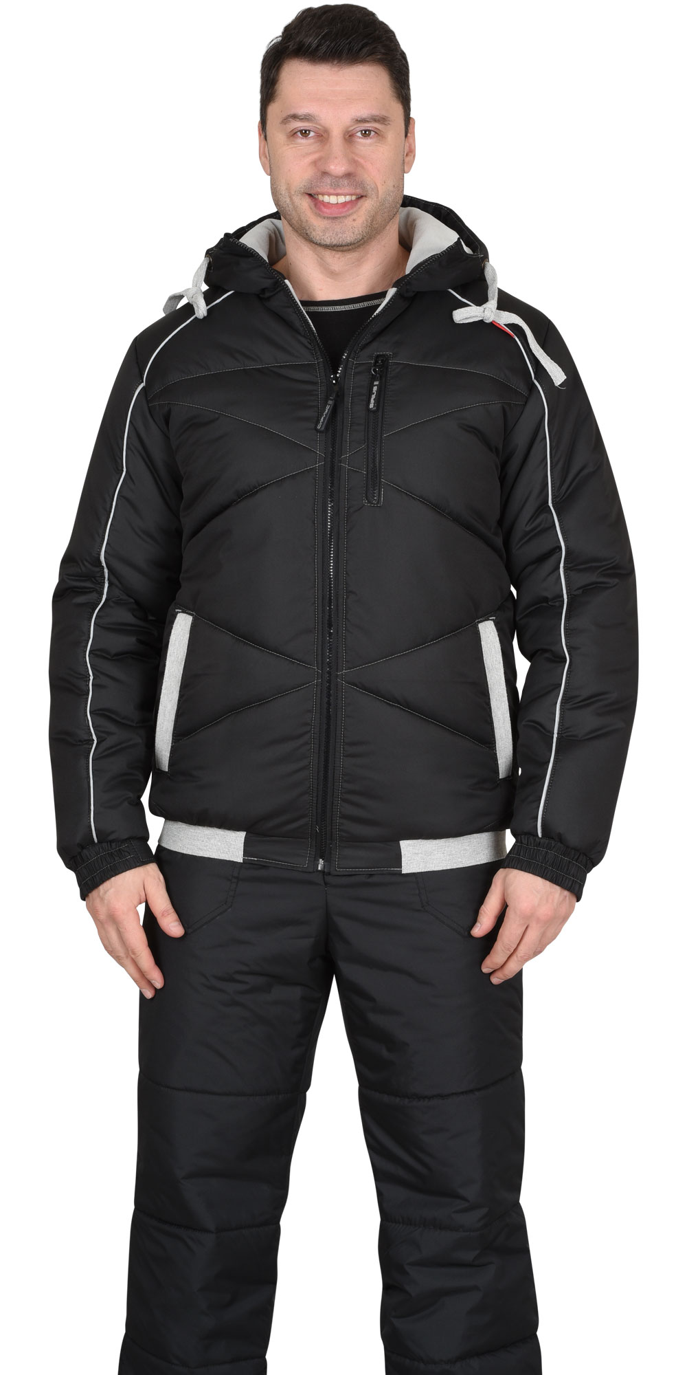 Зимняя куртка "СИРИУС-ИМИДЖ" мужская, короткая, утепленная, цвет: черный, ткань: 100% ПЭ
