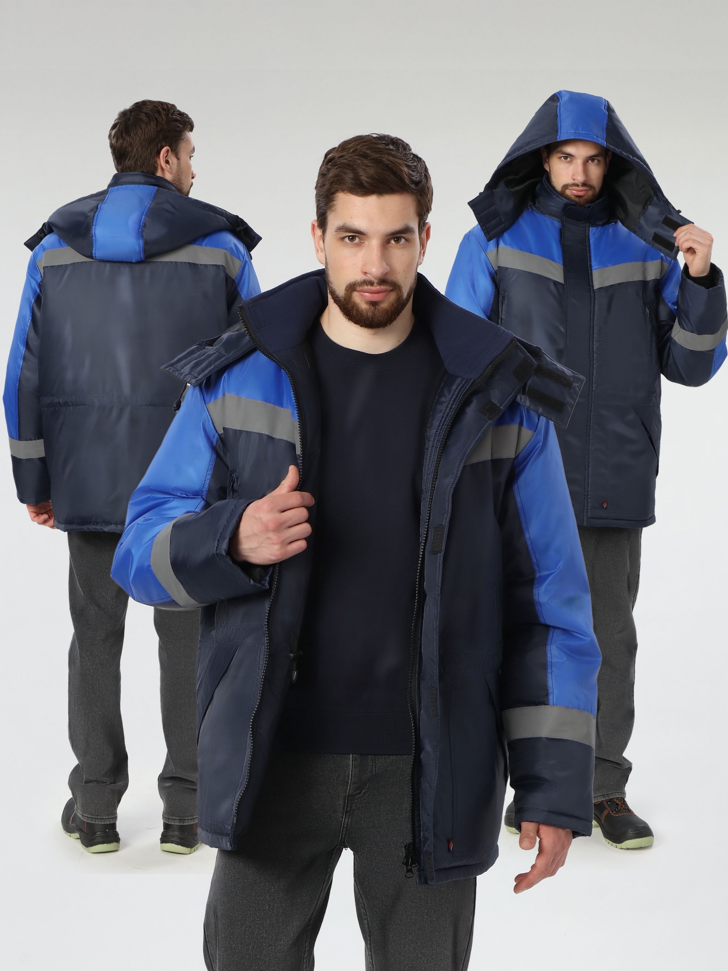 Зимняя куртка "ЛИГОР СОП" мужская, утепленная, цвет: синий с васильковым, ткань: оксфорд