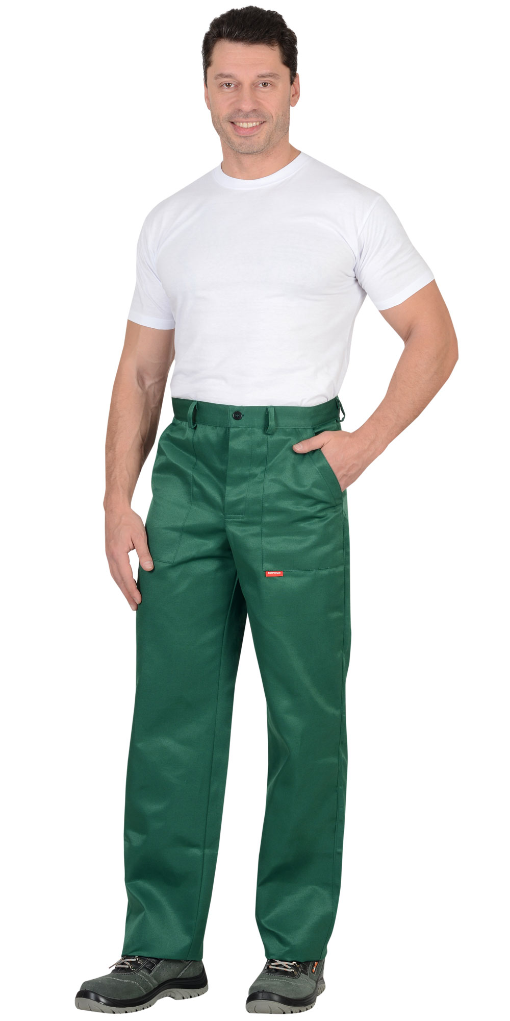 Летние брюки "СИРИУС-ПРОФЕССИОНАЛ" мужские, цвет: зеленый, ткань: смесовая