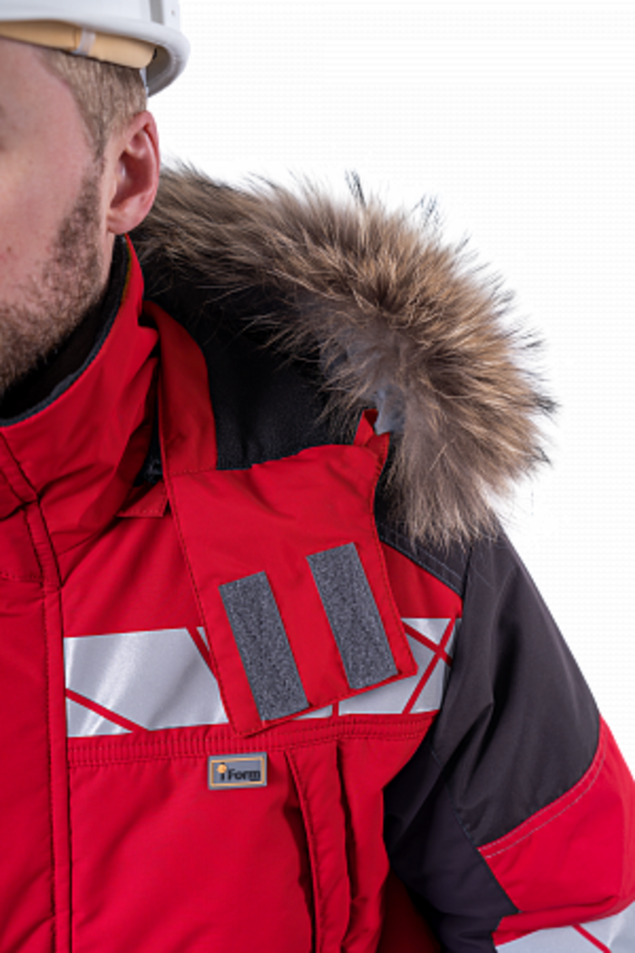 Зимняя куртка "Спецобъединение-ХАЙ-ТЕК SAFETY" мужская, цвет: красный с черным, ткань: Наутика Зимняя куртка "Спецобъединение-ХАЙ-ТЕК SAFETY" мужская, цвет: красный с черным, ткань: Наутика
