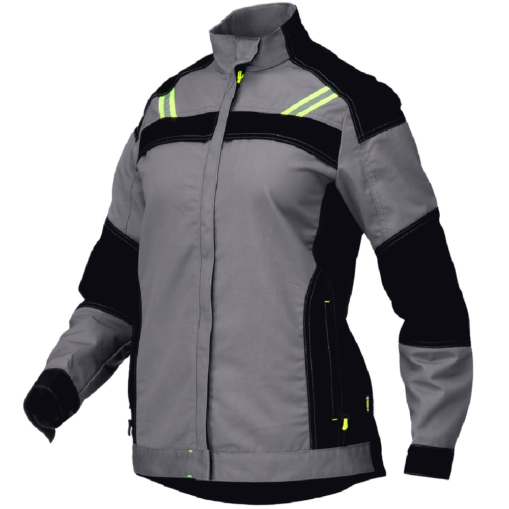 Летняя куртка "ЛЕДИ УРАН" женская, удлиненная, цвет: серый с черным, ткань: смесовая