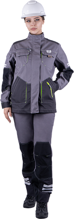 Летняя куртка "Спецобъединение-ЭДВАНС" женская, цвет: серый с темно-серым и черным, ткань: Томбой