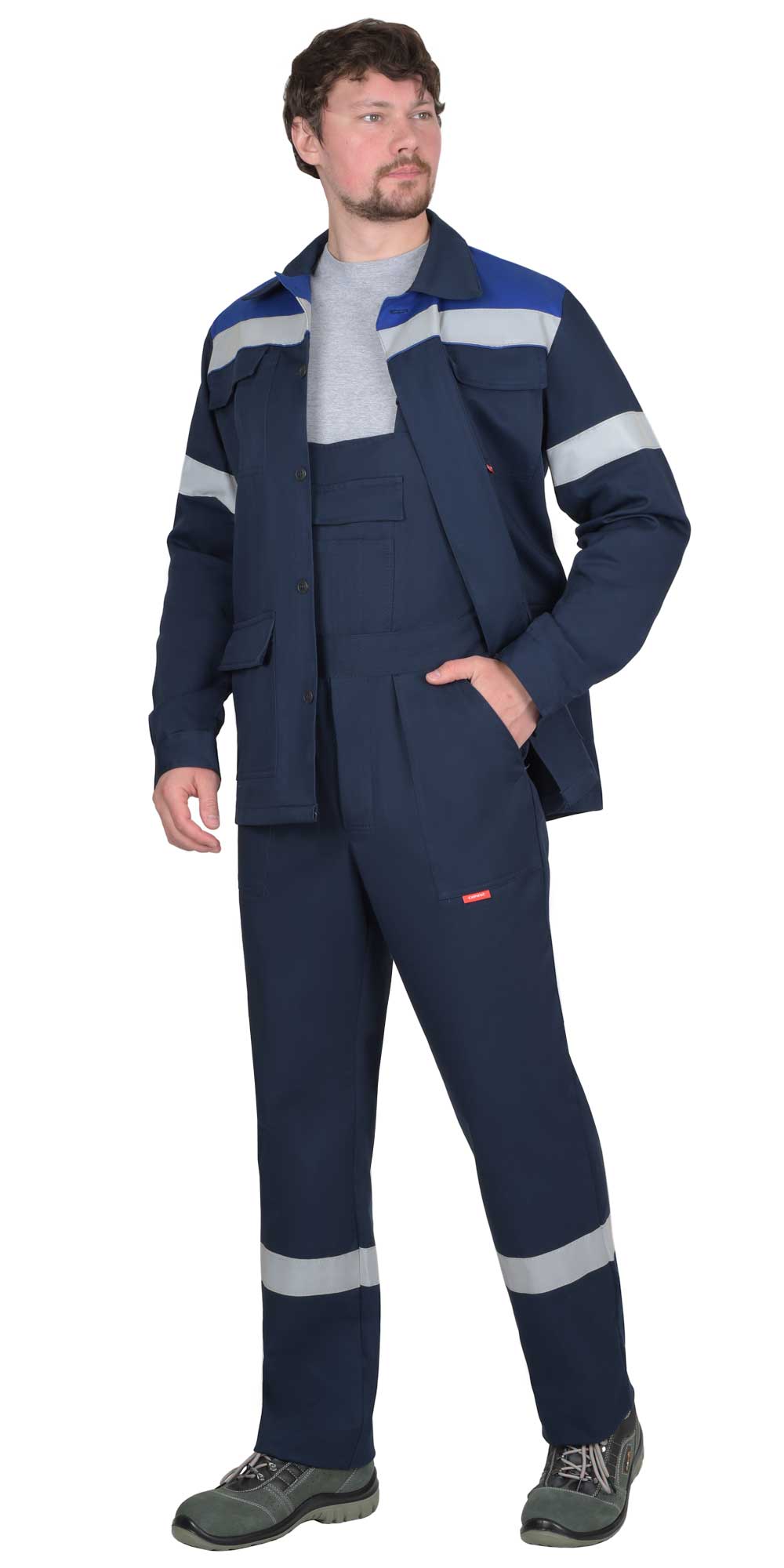 Летний костюм "СИРИУС-СУРГУТ" мужской (куртка и п/к), цвет: тёмно-синий с васильковым, смесовая