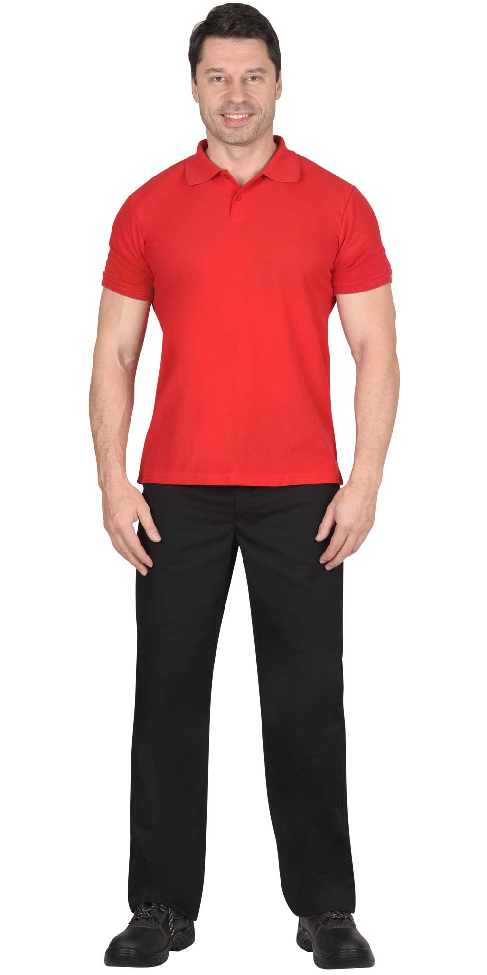 Рубашка-поло мужская, рукав короткий, цвет: красный, плотность 180г/кв.м