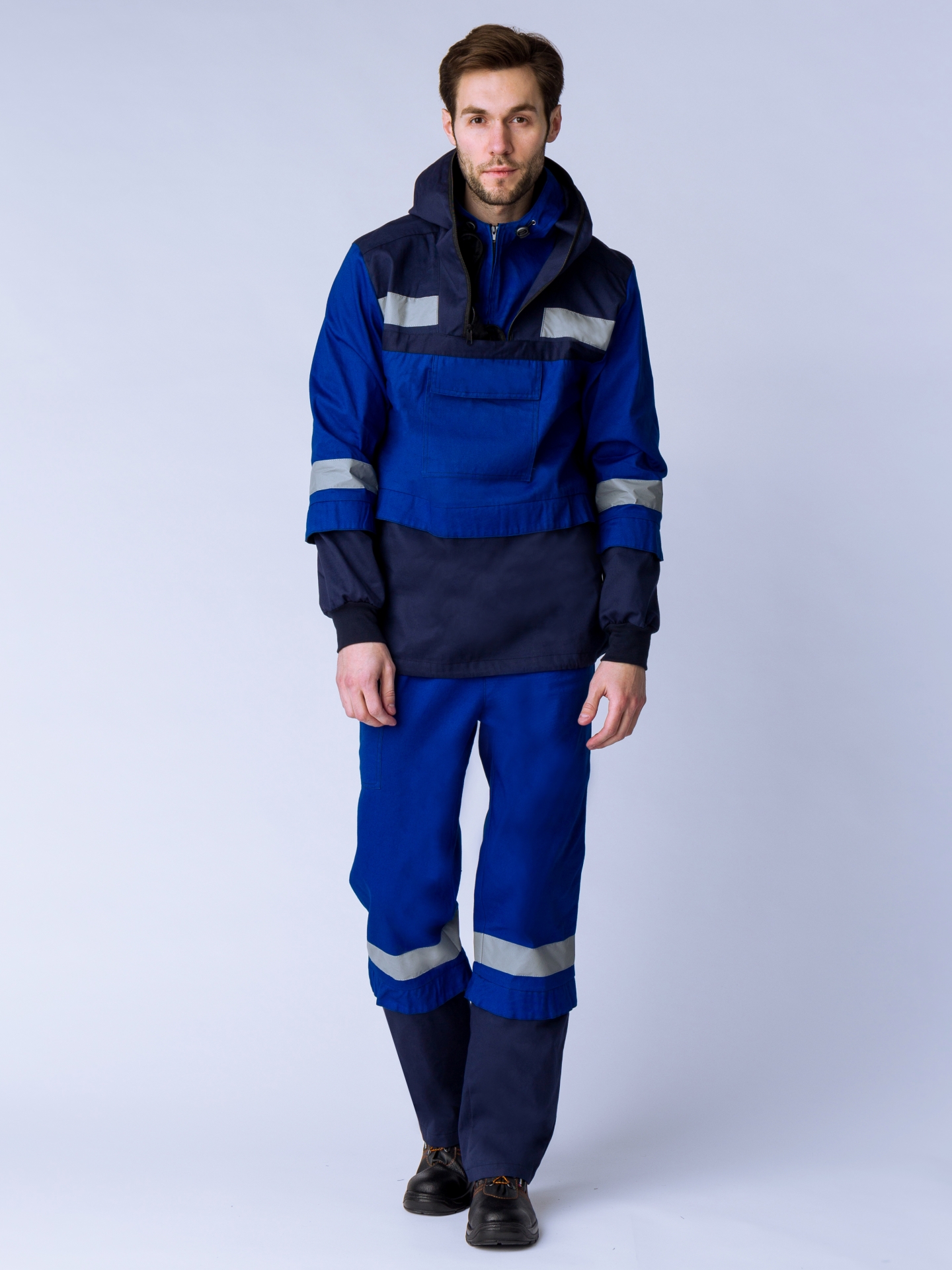 Костюм противоэнцефалитный "ИМПУЛЬС" мужской (куртка и брюки), цвет: синий с васильковым, ткань: саржа