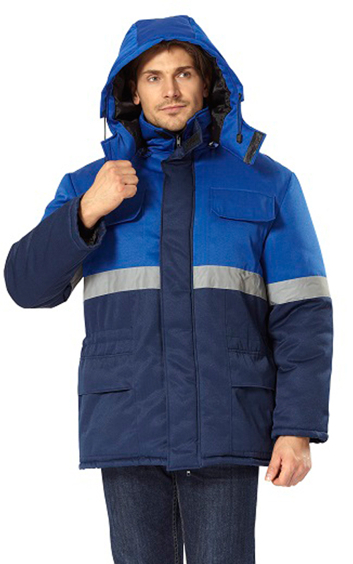 Зимняя куртка "ОРИОН" мужская, удлиненная, утепленная, цвет: синий с васильковым, ткань: смесовая